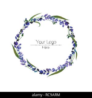 Sanfte vintage Karte mit Hand gezeichnete Blumen Kranz Stock Vektor