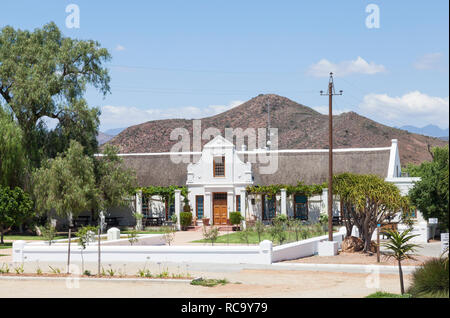 Historisches Kapholländisches Gehöft auf Bon Courage Weingut, Route 62, Robertson, Western Cape, Südafrika, einem beliebten Weingut im Breede River Valle Stockfoto