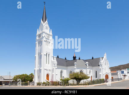 Äußere des historischen Nederduitse Gereformeerde Kerk, oder der Niederländischen Reformierten Kirche, Bredasdorp, Agulhas, Western Cape, Südafrika Stockfoto