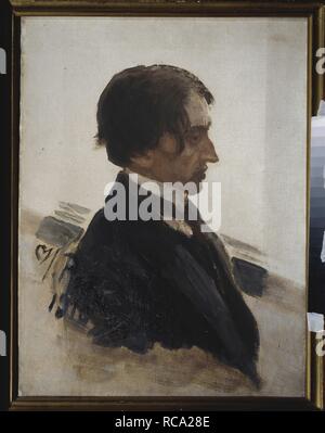 Porträt des Künstlers Isaak Brodsky (1883-1939). Museum: State Art Museum, Tjumen. Autor: Repin, Ilja YEFIMOVICH. Stockfoto