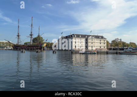 Amsterdam, Niederlande, 09.Oktober 2018: die Replik von Handelsschiffen in Maritime Museum Stockfoto