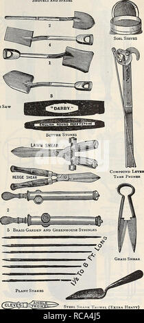 . Dreer's Garten Buch 1918. Samen Kataloge; Baumschulen Kataloge; Gartengeräte und Zubehör Kataloge; Blumen Samen Kataloge; Gemüse; Früchte Samen Samen Kataloge Kataloge. Schaufeln und Spaten B ICP Stutzend scher Grenze Schere einstellbare Polk Baum sah Scheren. Gras Grenze, 8-in. Blade, $ 3,00; 10-in-3 $ 50 mit Rädern, 8-in. Blade, $ 3,50; 10-in4 00 Rasen, 2 Räder, 9-in. Blade, für unter Bäume und Zäune 4 00 Hecken, Englisch, 8-Zoll. $ 2,00; 9-Zoll. $ 2,25; 10-Zoll 2 50 Stutzend Scherer, 20 in., $ 1,50; 23-in., $ 2,50; 25-in. 3 00 Englisch, 27 in., $ 3,00; 31-in., $ 3,50; 38-in., $ 3,75; 44-in. 4. Stockfoto