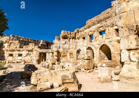 Sechseckige Hof der Tempel des Jupiter in Baalbek, Libanon Stockfoto