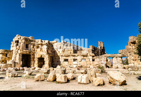 Sechseckige Hof der Tempel des Jupiter in Baalbek, Libanon Stockfoto