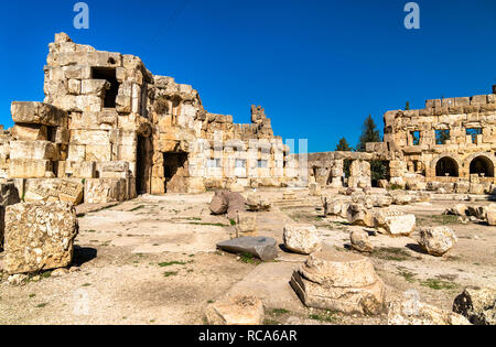 Sechseckige Hof der Tempel des Jupiter in Baalbek, Libanon Stockfoto