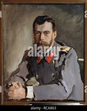 Portrait von Kaiser Nikolaus II. (1868-1918). Museum: Staatliche Tretjakow-Galerie, Moskau. Autor: Serov, Valentin Alexandrowitsch. Stockfoto