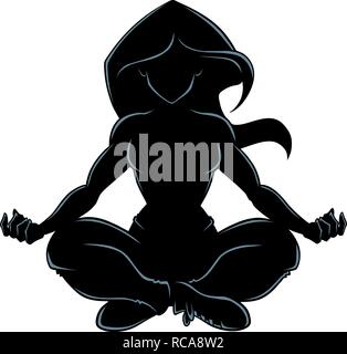 Meditierende Frau Silhouette Stock Vektor