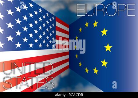 USA versus Eu Fahnen, Vektor, Abbildung Stock Vektor