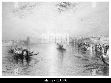 J.M.W Turner Ansatz nach Venedig mit J.C. eingraviert Armytage Stockfoto