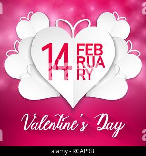 Happy Valentines Day, weißen Herzen mit bunten Hintergrund, Vektor, Abbildung, eps-Datei Stock Vektor