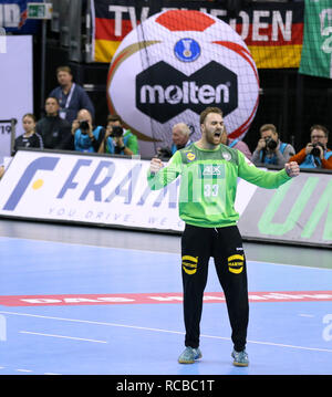 Berlin, Deutschland. 14 Jan, 2019. Handball IHF Men's World Championship: Russland/Deutschland. Torhüter Andreas Wolff für Deutschland Credit: Mickael Chavet/Alamy leben Nachrichten Stockfoto