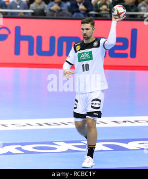 Berlin, Deutschland. 14 Jan, 2019. Handball IHF Men's World Championship: Russland/Deutschland. Fabian Umfangreiches für Deutschland Credit: Mickael Chavet/Alamy leben Nachrichten Stockfoto