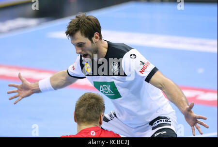 Berlin, Deutschland. 14 Jan, 2019. Handball IHF Men's World Championship: Russland/Deutschland. Uwe Gensheimer für Deutschland Credit: Mickael Chavet/Alamy leben Nachrichten Stockfoto