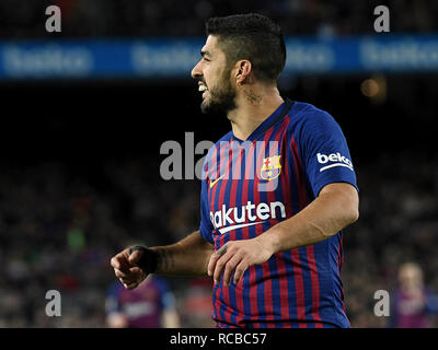 BARCELONA, 13-01-2019. LaLiga 2018 / 2019 Datum 19. Barcelona-Eibar. Luis Suarez von Barcelona während des Spiels Barcelona-Eibar. Stockfoto