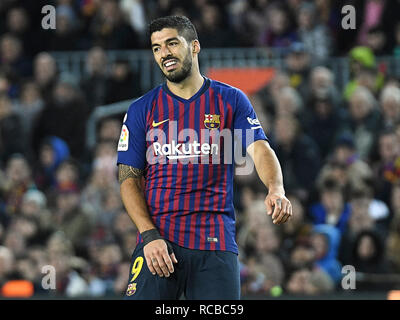 BARCELONA, 13-01-2019. LaLiga 2018 / 2019 Datum 19. Barcelona-Eibar. Luis Suarez von Barcelona während des Spiels Barcelona-Eibar. Stockfoto