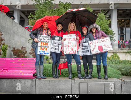 Los Angeles, USA. 14. Jan 2019. Streik der Lehrer Kundgebung in der Innenstadt von Los Angeles, Kalifornien, am 14. Januar 2019. Quelle: Jim Newberry/Alamy leben Nachrichten Stockfoto