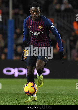BARCELONA, 13-01-2019. LaLiga 2018 / 2019 Datum 19. Barcelona-Eibar. Armenian Dembele von Barcelona während des Spiels Barcelona-Eibar. Stockfoto