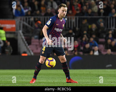 BARCELONA, 13-01-2019. LaLiga 2018 / 2019 Datum 19. Barcelona-Eibar. Ivan Rakitic von Barcelona während des Spiels Barcelona-Eibar. Stockfoto