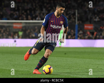 BARCELONA, 13-01-2019. LaLiga 2018 / 2019 Datum 19. Barcelona-Eibar. Luis Suarez von Barcelona während des Spiels Barcelona-Eibar. Stockfoto