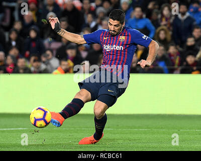 BARCELONA, 13-01-2019. LaLiga 2018 / 2019 Datum 19. Barcelona-Eibar. Luis Suarez von Barcelona während des Spiels Barcelona-Eibar. Stockfoto