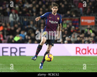 BARCELONA, 13-01-2019. LaLiga 2018 / 2019 Datum 19. Barcelona-Eibar. Sergi Roberto von Barcelona während des Spiels Barcelona-Eibar. Stockfoto