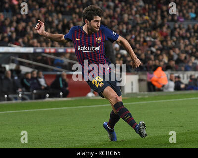 BARCELONA, 13-01-2019. LaLiga 2018 / 2019 Datum 19. Barcelona-Eibar. Sergi Roberto von Barcelona während des Spiels Barcelona-Eibar. Stockfoto