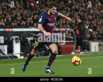 BARCELONA, 13-01-2019. LaLiga 2018 / 2019 Datum 19. Barcelona-Eibar. Sergi Roberto von Barcelona während des Spiels Barcelona-Eibar. Stockfoto