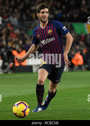 BARCELONA, 13-01-2019. LaLiga 2018 / 2019 Datum 19. Barcelona-Eibar. Sergi Roberto von Barcelona während des Spiels Barcelona-Eibar. Stockfoto