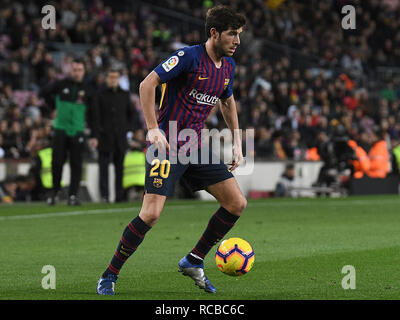 BARCELONA, 13-01-2019. LaLiga 2018 / 2019 Datum 19. Barcelona-Eibar. Sergi Roberto von Barcelona während des Spiels Barcelona-Eibar. Stockfoto
