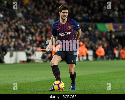 BARCELONA, 13-01-2019. LaLiga 2018 / 2019 Datum 19. Barcelona-Eibar. Sergi Roberto von Barcelona während des Spiels Barcelona-Eibar. Stockfoto