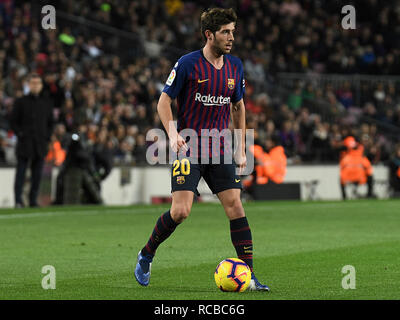 BARCELONA, 13-01-2019. LaLiga 2018 / 2019 Datum 19. Barcelona-Eibar. Sergi Roberto von Barcelona während des Spiels Barcelona-Eibar. Stockfoto