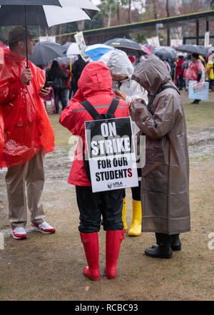Los Angeles, USA. 14. Jan 2019. Streik der Lehrer Kundgebung in der Innenstadt von Los Angeles, Kalifornien, am 14. Januar 2019. Quelle: Jim Newberry/Alamy leben Nachrichten Stockfoto