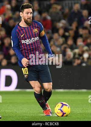 BARCELONA, 13-01-2019. LaLiga 2018 / 2019 Datum 19. Barcelona-Eibar. Lionel Messi Barcelona während des Spiels Barcelona-Eibar. Stockfoto