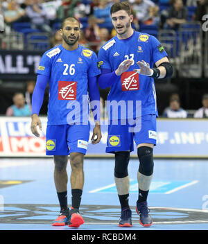 Berlin, Deutschland. 14 Jan, 2019. Handball IHF Men's World Championship: Nicolas Claire (26) und Ludovic Fabregas (23) Für Frankreich Credit: Mickael Chavet/Alamy leben Nachrichten Stockfoto