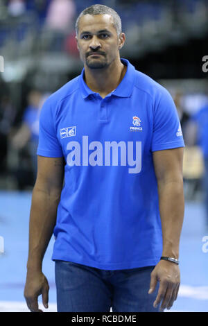 Berlin, Deutschland. 14 Jan, 2019. Handball IHF Men's World Championship: Frankreich Trainer Didier Dinart Momente nach dem Ende des Spiels gegen Korea Credit: Mickael Chavet/Alamy leben Nachrichten Stockfoto