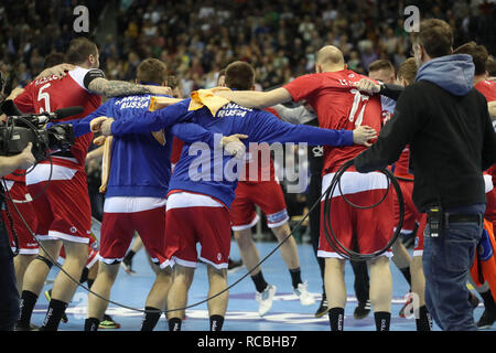 Berlin, Deutschland. 14 Jan, 2019. Team Russland während der IHF Männer Wm 2019: Gruppe A handball Match zwischen Russland gegen Deutschland am 14. Januar 2019 in der Mercedes-Benz Arena in Berlin, Deutschland - Foto Laurent Lairys/DPPI Credit: Laurent Lairys/Agence Locevaphotos/Alamy leben Nachrichten Stockfoto