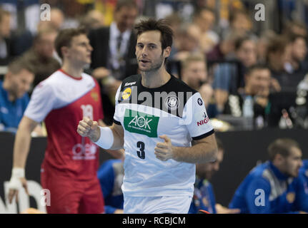 14 Januar 2019, Berlin: Handball: WM, Russland - Deutschland, Vorrunde, Gruppe A, 3.Spieltag. Uwe Gensheimer. Foto: Soeren Stache/dpa Stockfoto