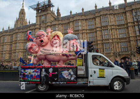 London, Vereinigtes Königreich. 15. Januar 2019. Die Demonstranten versammeln sich außerhalb der Häuser des Parlaments vor der kritischen Brexit stimmen. Credit: Peter Manning/Alamy leben Nachrichten Stockfoto