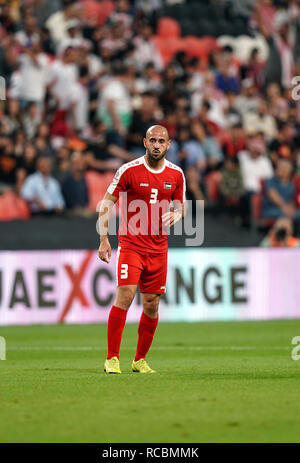 Januar 15, 2019: Mohammed Bassim von Palästina in Palästina v Jordanien an der Mohammed Bin Zayed Stadion in Abu Dhabi, Vereinigte Arabische Emirate, AFC Asian Cup, asiatische Fußball-Meisterschaft. Ulrik Pedersen/CSM. Stockfoto