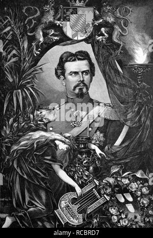 König Ludwig II. von Bayern, Ludwig II. Otto Friedrich Wilhelm von Bayern, 1845 - 1886, decendant vom Deutschen Königshaus Stockfoto