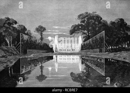 Latona Gärten mit den mittleren Flügel des Schloss Herrenwoerth Schloss, heute die Neue Schloss Herrenchiemsee, See Chiemsee Stockfoto