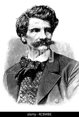 Karl oder Carl Theodor von Piloty, 1826-1886, ein deutscher Maler, historische Gravur, ca. 1885 Stockfoto