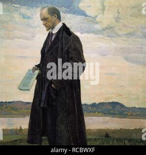 Der Denker. Portrait der Philosoph und Publizist Ivan Alexandrowitsch Ilyin (1883-1954). Museum: Staatliches russisches Museum, St. Petersburg. Autor: Nesterow Michail Wassiljewitsch. Stockfoto