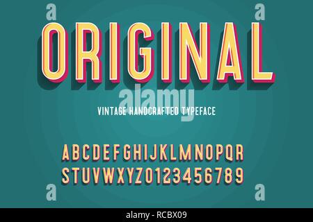 Original Vintage handgefertigte 3d-Alphabet. Vector Illustration Stock Vektor
