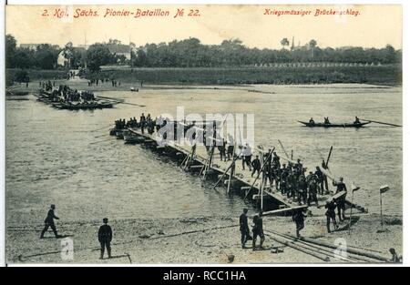 11157 - Merschwitz-1910 - 2. Königlich Sächsisches Pionier-Bataillon Nr. 22 - Kriegsmäßiger Brückenschlag - Stockfoto