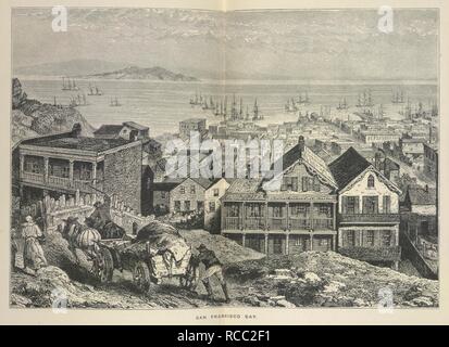 Die Bucht von San Francisco. [Den Sonnenuntergang Land; oder, der großen pazifischen Hang.]. T.Nelson & Söhne: London, 1880. Blick auf die Bucht von San Francisco. Bild entnommen aus [den Sonnenuntergang Land; oder, der großen pazifischen Hang.].. Ursprünglich veröffentlichte/in T. Nelson & Söhne: London, 1880 produziert. . Quelle: 10411.aaa.11, nach 184. Sprache: Englisch. Stockfoto