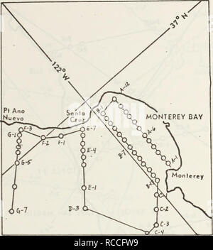 . Verteilung der suspendierten Partikel aus der kalifornischen Küste von San Francisco Bay bis Cape San Mart? in.. Ozeanographie. Abbildung 2. Ungefähre Station Standorte, Kreuzfahrt 14. bis 17. Januar 1975 25. Bitte beachten Sie, dass diese Bilder sind von der gescannten Seite Bilder, die digital für die Lesbarkeit verbessert haben mögen - Färbung und Aussehen dieser Abbildungen können nicht perfekt dem Original ähneln. extrahiert. Diddlemeyer, Lawrence Florian. Monterey, Kalifornien: Naval Postgraduate School; Springfield, Virginia: von nationalen Technische Informationen Service verfügbar Stockfoto