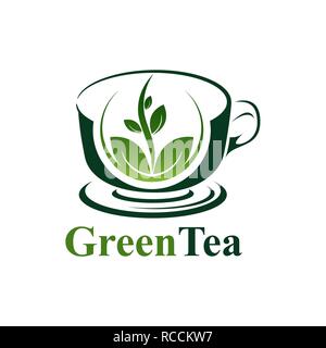 Grüner Tee Tasse logo Konzept Design. Symbol grafische Vorlage element Vektor Stock Vektor
