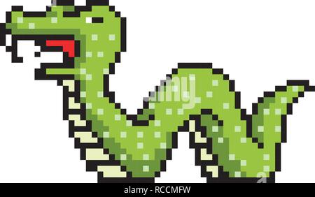 Pixel Schlange, Kunst 8 bit Objekte. Retro Game Assets. Satz von Symbolen. Vintage Computer video Arkaden. Vector Illustration. Stock Vektor