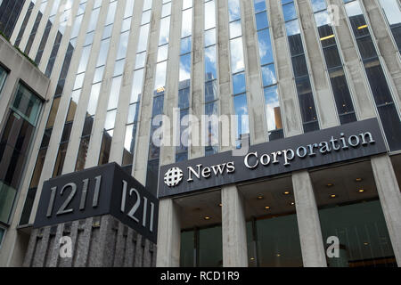 Allgemeine Ansicht GV der News Corporation, 1211 Avenue of the Americas, New York, NY 10036, USA. Das Gebäude dient als weltweiten Hauptsitz Stockfoto